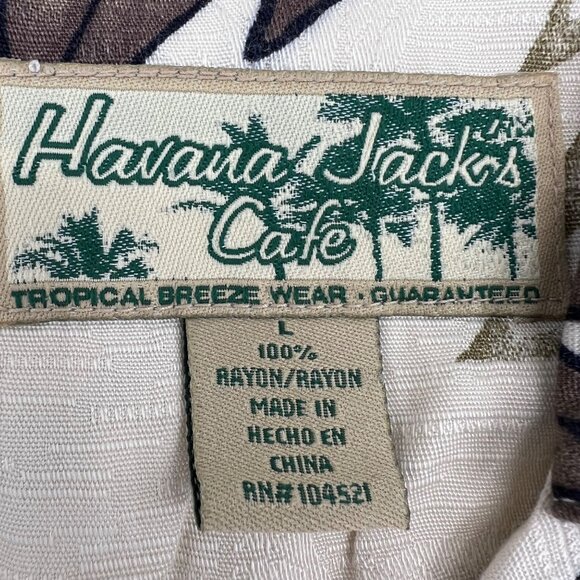 Havana Jacks Cafe Tropical Breeze Wear Rayon Floral Hawaiian Shirt L - Picture 2 of 5